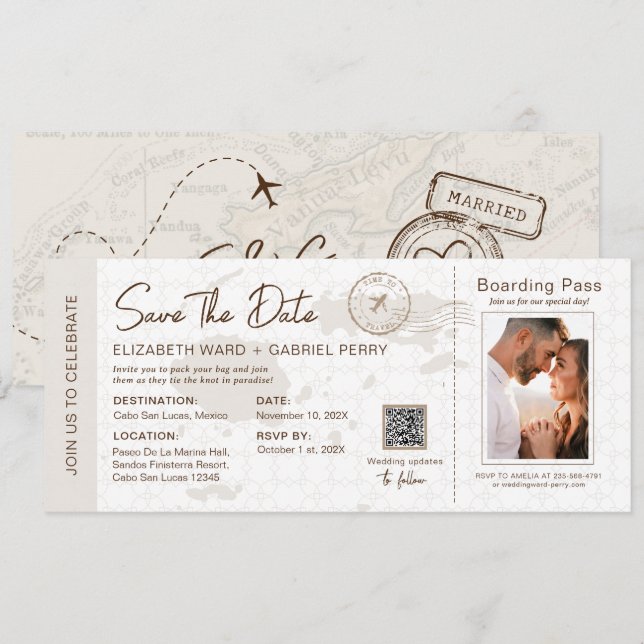 Carte de destination Mariage Fidji (Devant / Derrière)