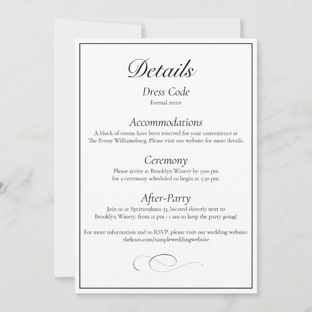 Carte de détail de mariage élégante avec monogramm (Devant)