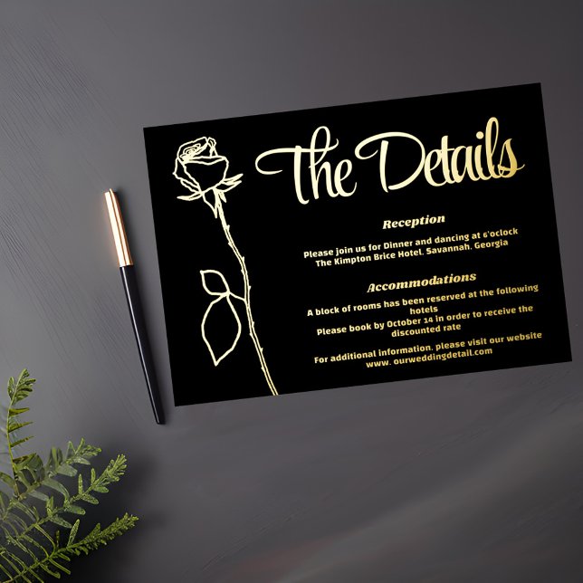 Carte de détail du bourgeon Rose noir et or (Créateur téléchargé)