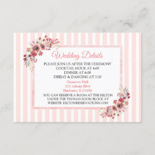 Carte de détail Mariage Mauve Pink Flowers