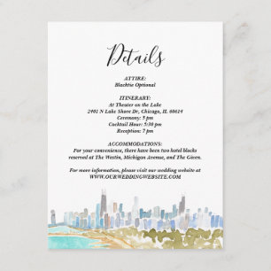Carte de détails aquarelle de la skyline classique