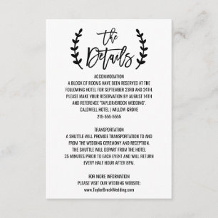 Carte de détails Chic White Black Olive Branches
