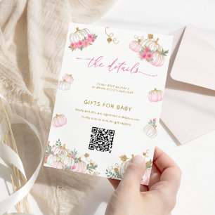 Carte de détails de Baby Shower Fleurie Rose Citro