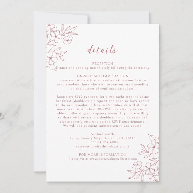 Carte de détails de fleurs de cerisier rose simple (Devant)