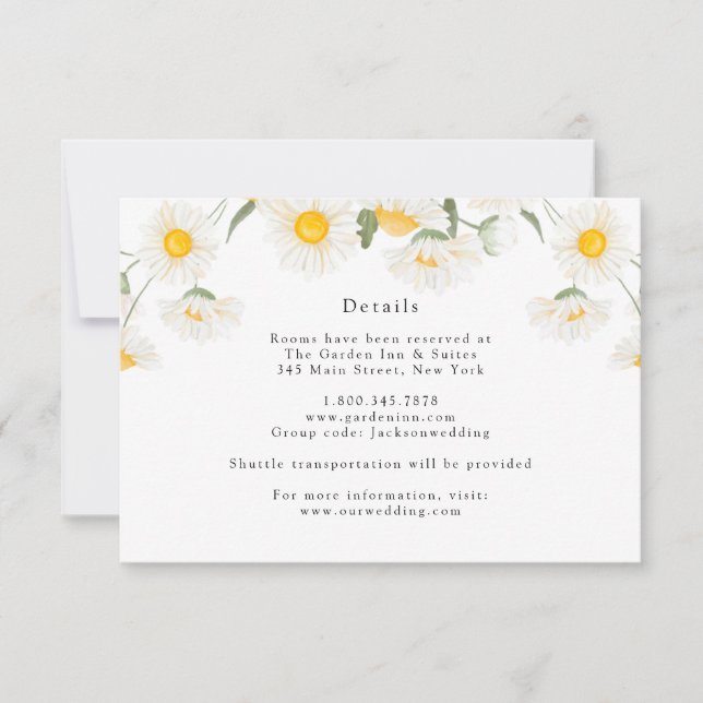 Carte de détails de fleurs de marguerite rustique  (Devant)