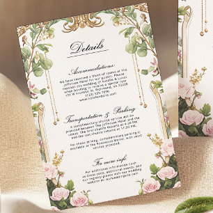 Carte de détails de Jardin Floral Vintage rose vif