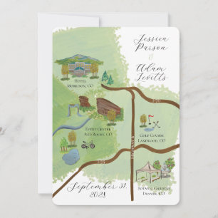 Carte de détails de la carte du week-end de mariag