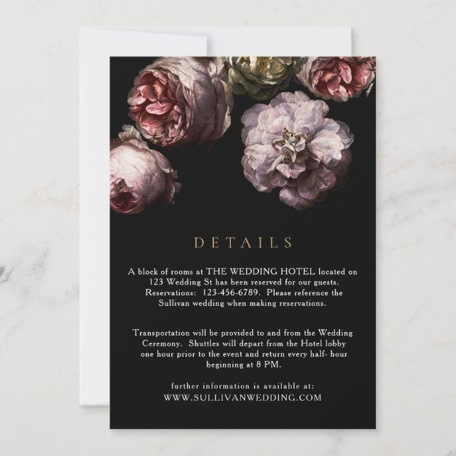 Carte de détails de la Faire-part de mariage de fl (Devant)