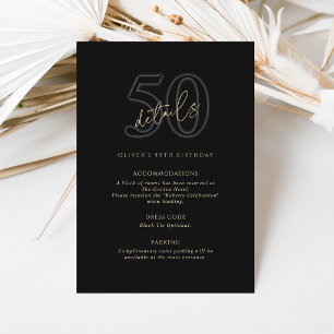 Carte de détails de la fête d'anniversaire des 50