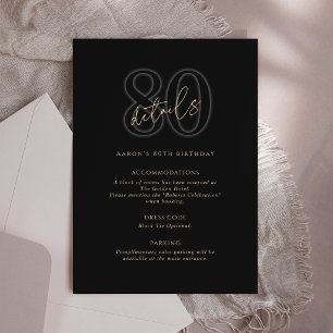 Carte de détails de la fête d'anniversaire des 80