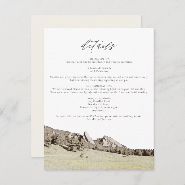 Carte de détails de l'aquarelle Boulder Colorado F (Devant / Derrière)