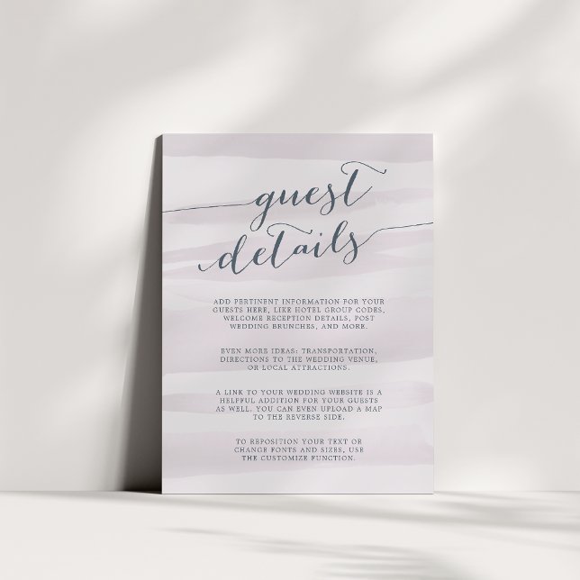 Carte de détails de l'invité Chiffon Watercolor |  (Créateur téléchargé)