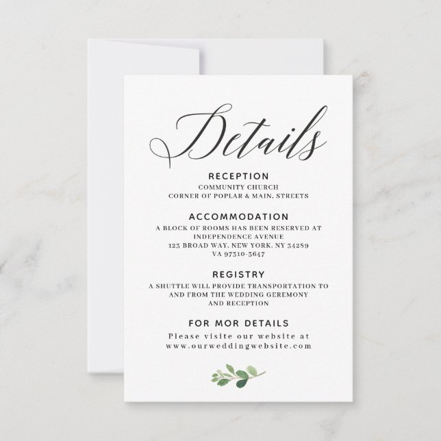 Carte de détails de mariage (Devant)