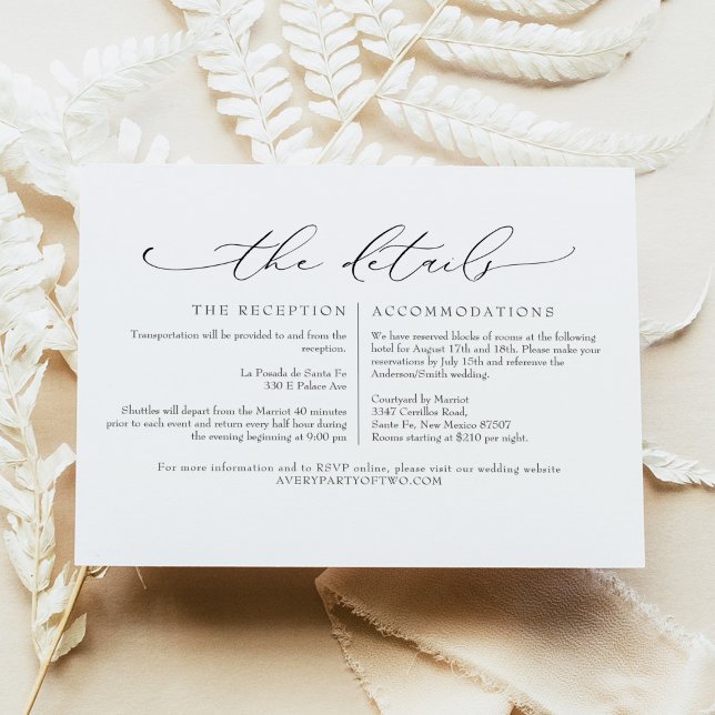 Carte de détails de mariage à écriture minimale (Créateur téléchargé)