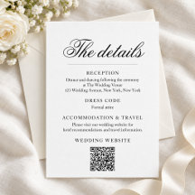 Carte de détails de mariage à l'écriture noir et b