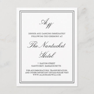 Carte de détails de mariage à monogramme