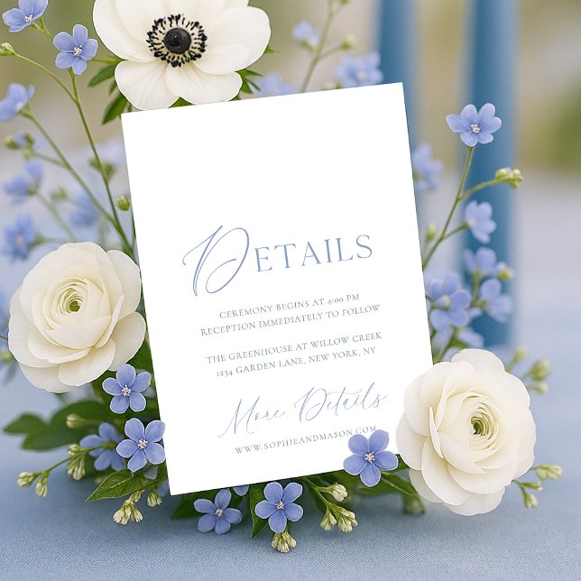 Carte de détails de mariage à monogramme floral bl (Créateur téléchargé)