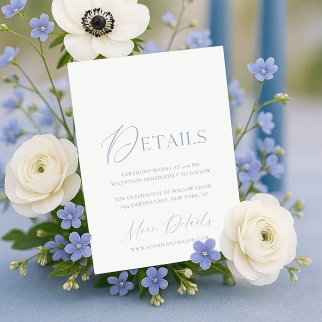 Carte de détails de mariage à monogramme floral bl (Créateur téléchargé)