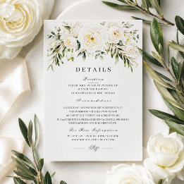 Carte de détails de mariage aux roses du jardin bl