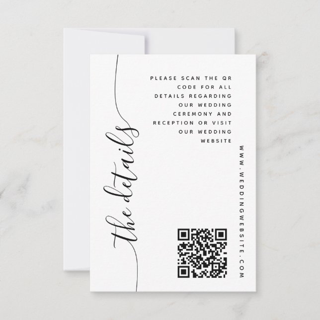 Carte de détails de mariage avec écriture vertical (Devant)