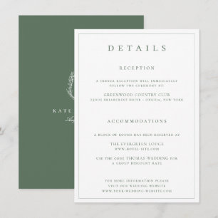 Carte de détails de mariage avec monogramme de bla