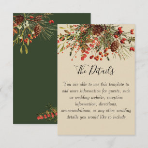 Carte de détails de mariage Baies de Noël avec du 