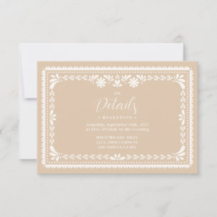 Carte de détails de mariage Beige Papel Picado