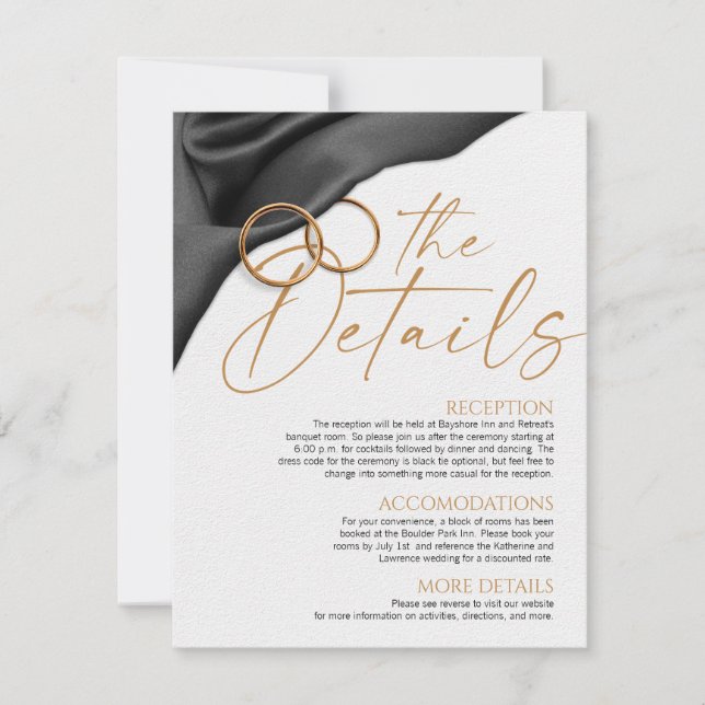 Carte de détails de mariage Black Velvet (Devant)