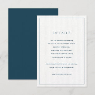 Carte de détails de Mariage bleu et blanc de la ma