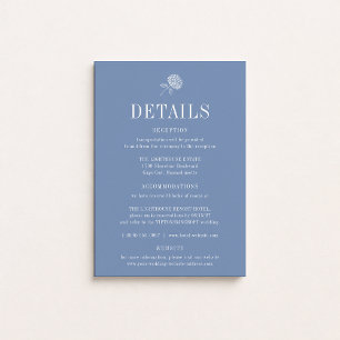 Carte de détails de mariage bleu floral HYDRANGEA