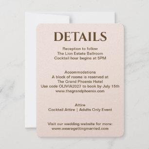 Carte de détails de mariage Blush Soft Glam par