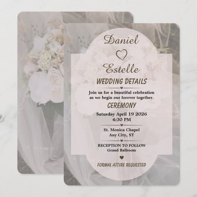 Carte de détails de mariage bohème neutre modifiab (Devant / Derrière)