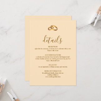 Carte de détails de mariage classique