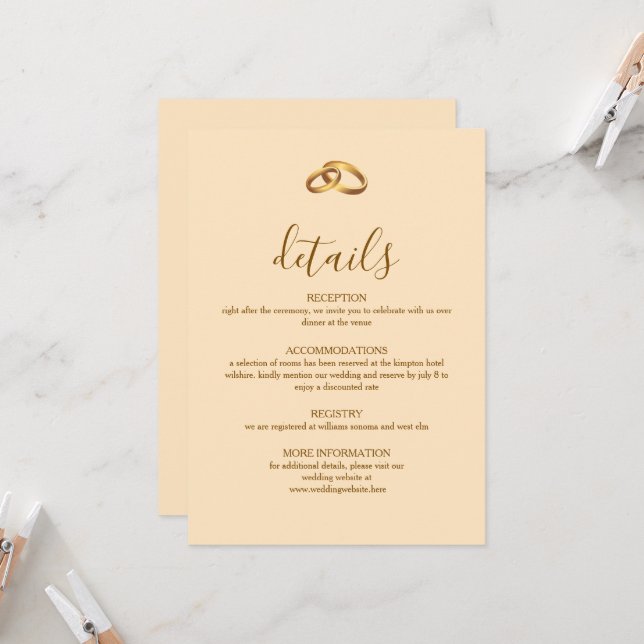 Carte de détails de mariage classique (Devant/Arrière en situation)