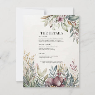 CARTE DE DÉTAILS DE MARIAGE COULEURS JARDIN PASTEL