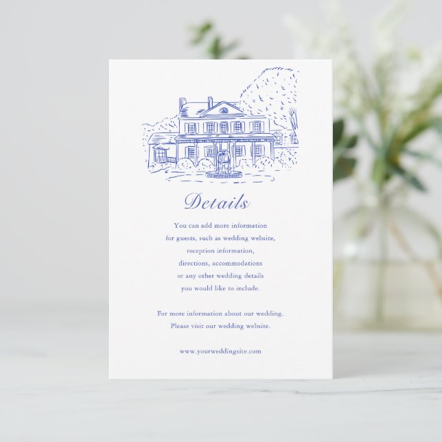 Carte de détails de mariage de maison coloniale bl (Debout devant)