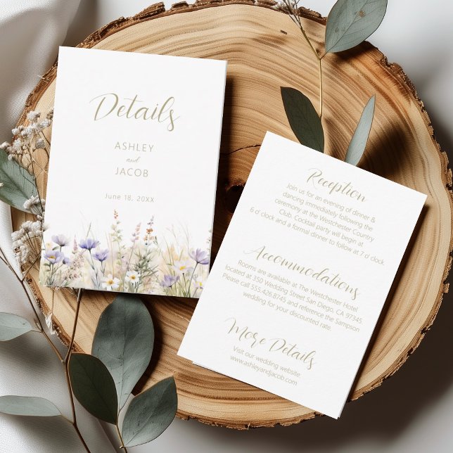 Carte de détails de mariage de prairie estivale de (Créateur téléchargé)