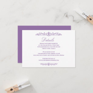Carte de détails de mariage de style pourpre Régen