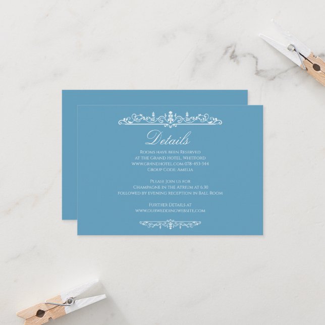 Carte de détails de mariage de style Régence (Devant/Arrière en situation)