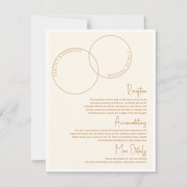 Carte de détails de mariage Deux Anneaux (Devant)