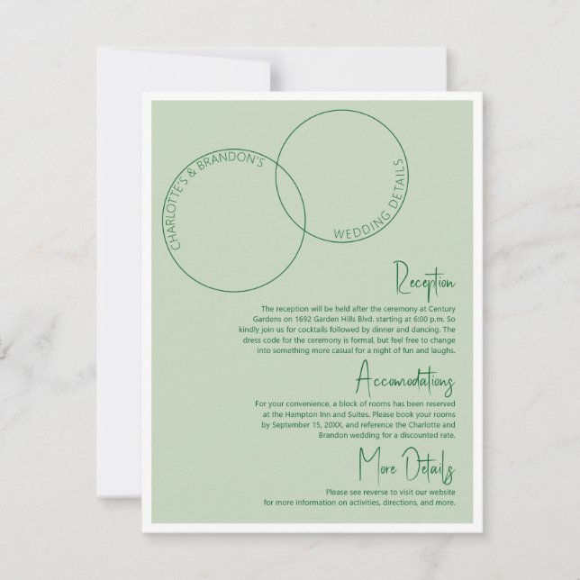 Carte de détails de mariage Deux Anneaux (Devant)