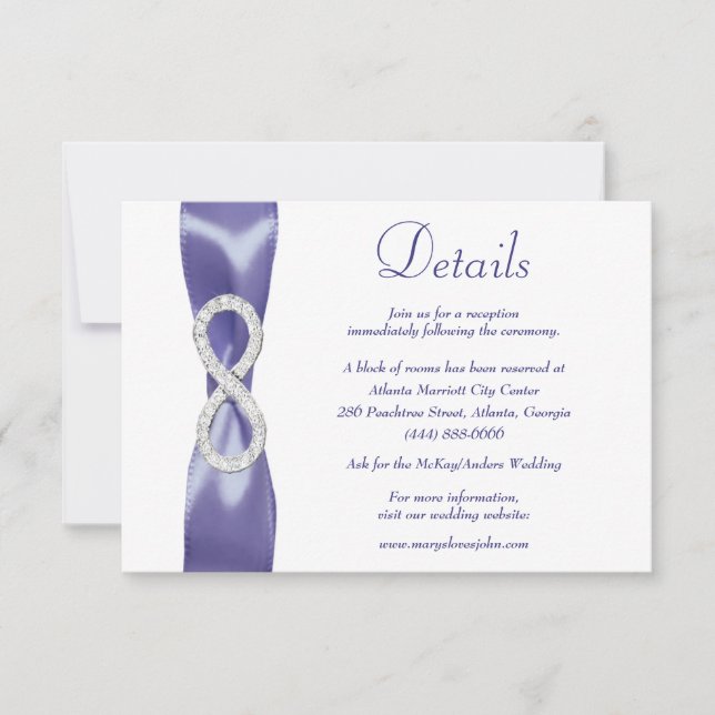 Carte de détails de mariage Diamant Infini Bleu Vi (Devant)