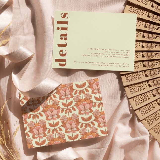 Carte de détails de Mariage d'inspiration Retro le (Créateur téléchargé)