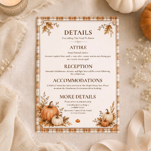 Carte de détails de mariage editable avec motif ca (Créateur téléchargé)