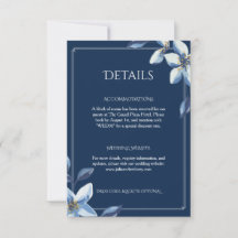 Carte de détails de mariage élégante à fleurs en b