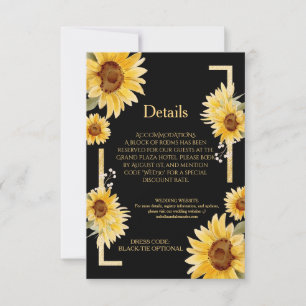 Carte de détails de mariage élégante avec tourneso