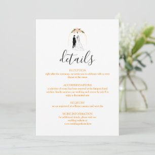 Carte de détails de mariage élégante et minimale