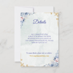 Carte de détails de mariage élégante et poussiéreu