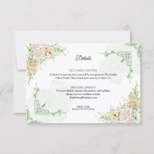 Carte de détails de mariage élégante florale vinta
