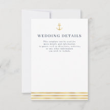 carte de détails de mariage en mer nautique modern